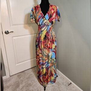 Vibrant Multicolor Tropical Maxi Dress